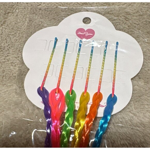 Handgem Clip-In & Braided Rainbow Synthetic Hair Extensions 12 Pieces 12 " - Picture 7 of 7